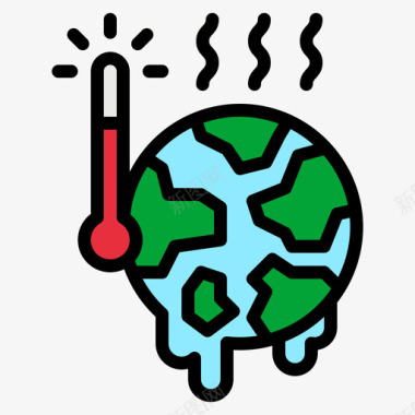 全球变暖自然灾害45线性颜色图标