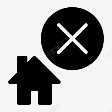 取消的房子十字架家图标
