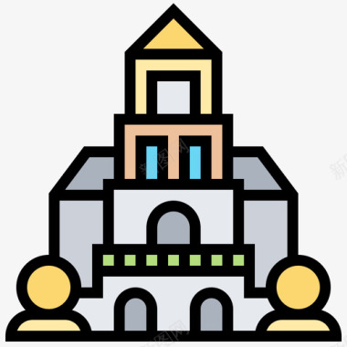 瓦杜兹大教堂地标49线性颜色图标