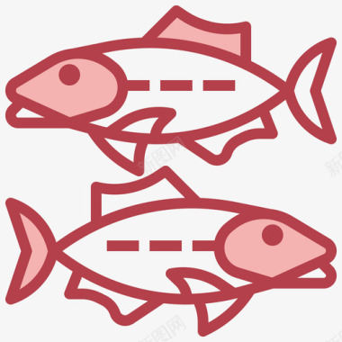 沙丁鱼海鲜24红色图标