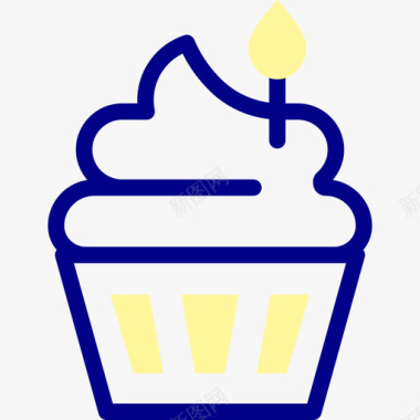 纸杯蛋糕164岁生日线性颜色图标