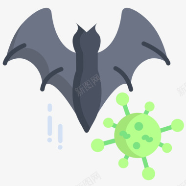 蝙蝠病毒162扁平图标