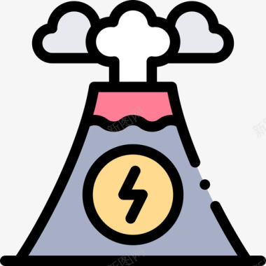 火山可再生能源39线形颜色图标