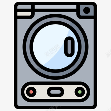 干衣机洗衣房70线性颜色图标