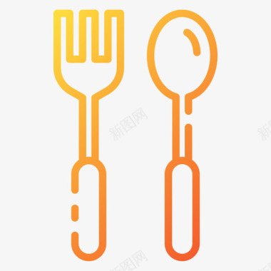 勺子和叉子快餐113梯度图标