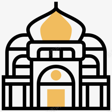 清真寺建筑104黄影图标