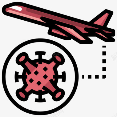 飞机冠状病毒和经济3线性颜色图标