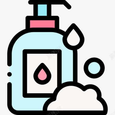 肥皂防冠状病毒4线性颜色图标