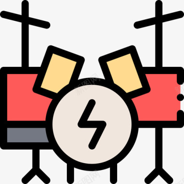 鼓组摇滚乐4线性颜色图标