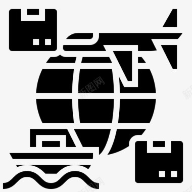 物流配送全球商务22字形图标