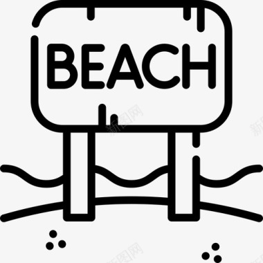 海滩海滩21直线型图标