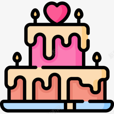 结婚蛋糕爱182线性颜色图标