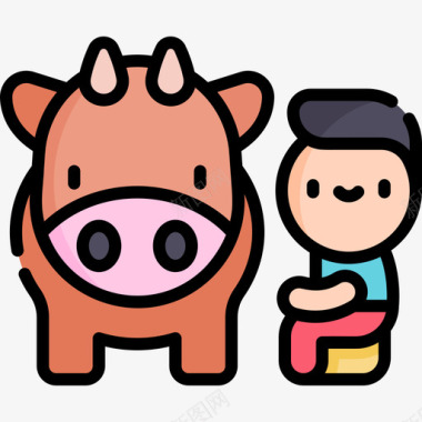 牛动物福利2线性颜色图标