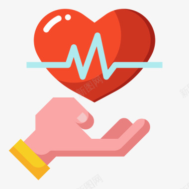 心跳健康保险1平坦图标