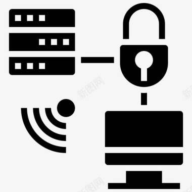 数据安全网络技术32字形图标