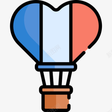 热气球法国23线性颜色图标