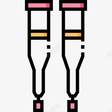 拐杖医疗服务15线性颜色图标