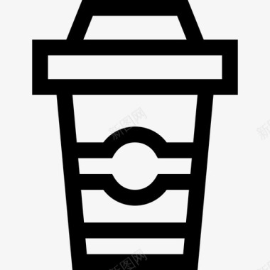 咖啡杯旅行360度直线型图标