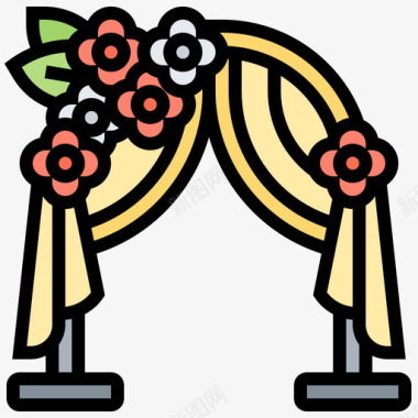 结婚拱门穆斯林婚礼6线性颜色图标