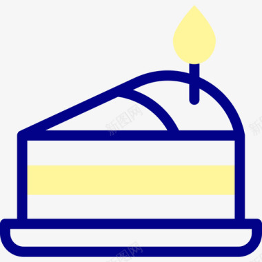 蛋糕片164岁生日线形颜色图标
