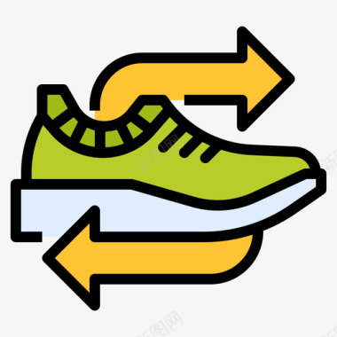 运动鞋可回收24线性颜色图标