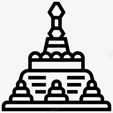 Shwedagon宝塔地标50直线图标