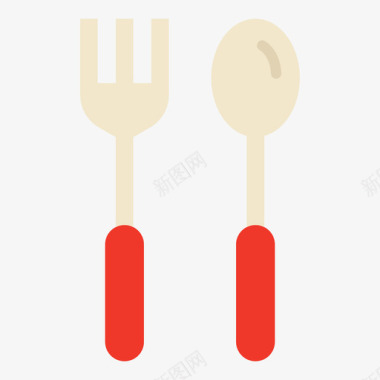 勺子和叉子快餐110扁平图标