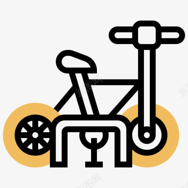 自行车停车场城市元素11黄色阴影图标