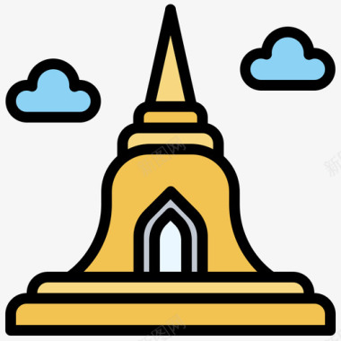 宝塔泰国旅游5线状色彩图标