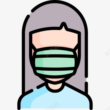 医用口罩卫生消毒4线色图标