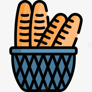 法国长棍面包23线形颜色图标