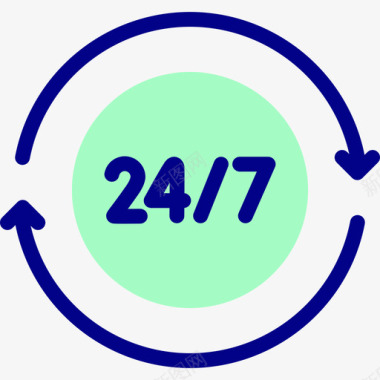 24小时开放电子商务270线性彩色图标