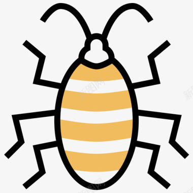 蟑螂昆虫10黄色阴影图标