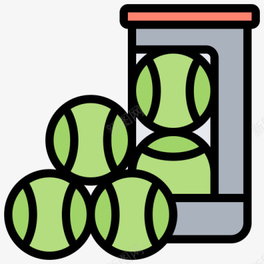 网球网球元素1线性颜色图标