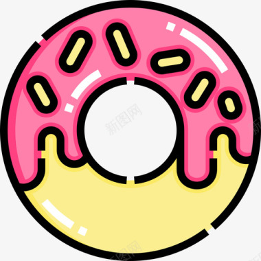 甜甜圈165岁生日线形颜色图标