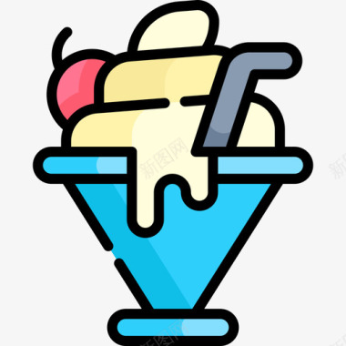 冰淇淋冰淇淋店45线性颜色图标