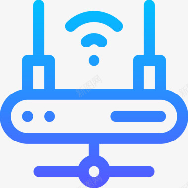 路由器互联网安全61线性颜色图标
