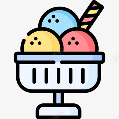 冰淇淋热带目的地1线性颜色图标