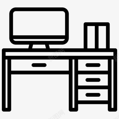 桌面家具和装饰1线性图标