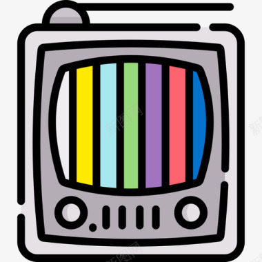 电视家庭休闲活动10台线性彩色图标