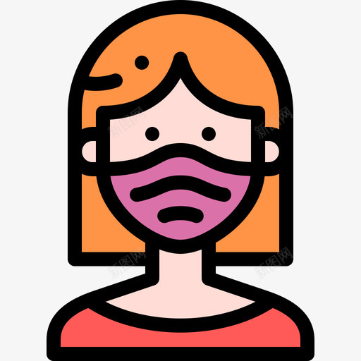 女孩头像带医用面具1线性颜色svg_新图网 https://ixintu.com 女孩 头像 医用 面具 线性 颜色