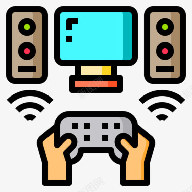 无线连接游戏控制器15线性颜色图标