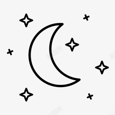 月亮和星星新月夜晚图标