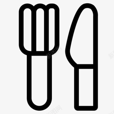 叉子和刀叉子刀银器图标