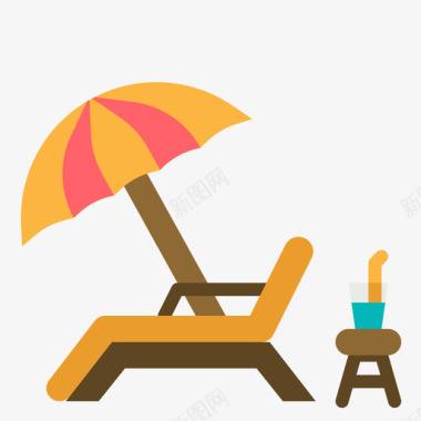 沙滩椅夏季时间9平铺图标