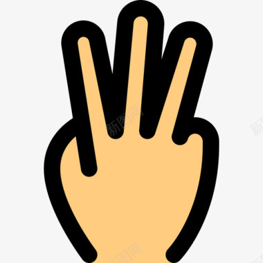 三个手指6票直线颜色图标