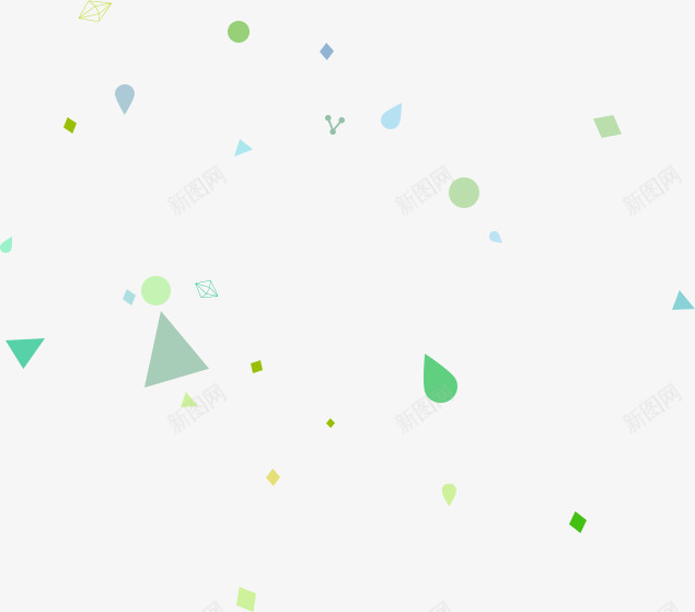 绿色三角圆形漂浮png免抠素材_新图网 https://ixintu.com 三角边框 几何图形 漂浮三角  绿色 飘带 圆形