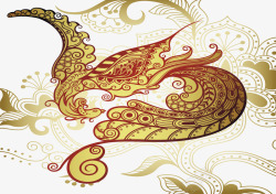 手绘水彩凤凰水墨火焰中国风透明图案16手绘水彩凤凰素材