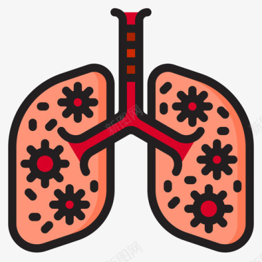 感染肺部医疗保健16线状颜色图标