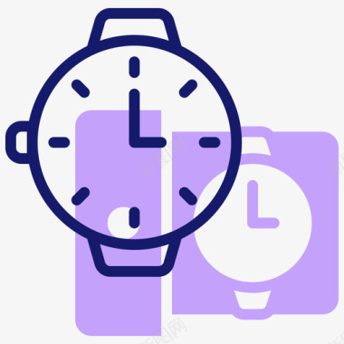 腕表日历和时钟线性颜色图标